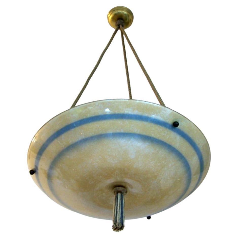 Bellissima lampada a sospensione da soffitto in vetro Art Deco tedesco in vendita
