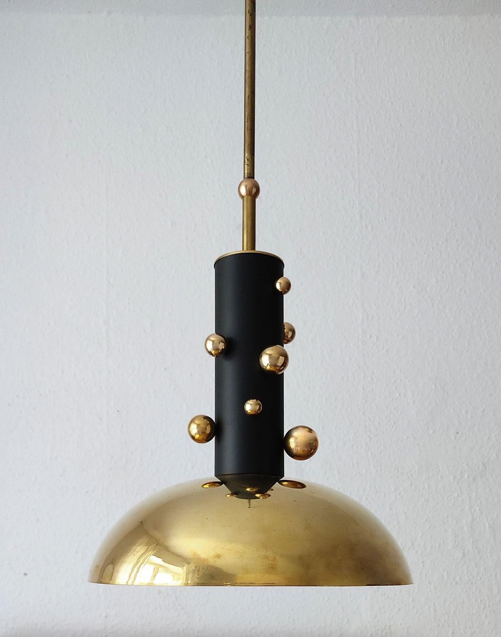 Minimalist One of ... Beautiful German Sculptural Bubble Brass Tube Ceiling Pendant Light For Sale
