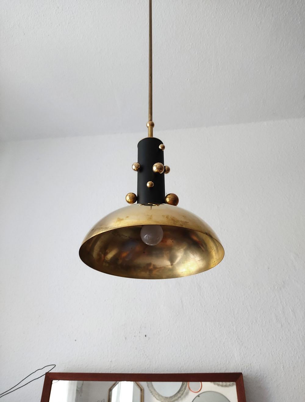 Iron One of ... Beautiful German Sculptural Bubble Brass Tube Ceiling Pendant Light For Sale