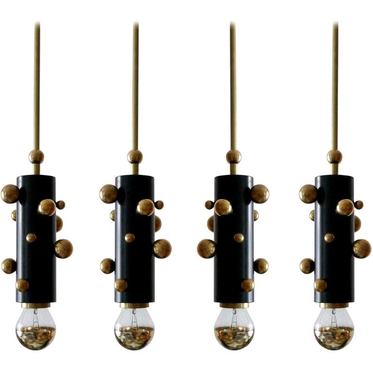 Beautiful German Sculptural Bubble Brass Tube Decke Pendelleuchte im Angebot
