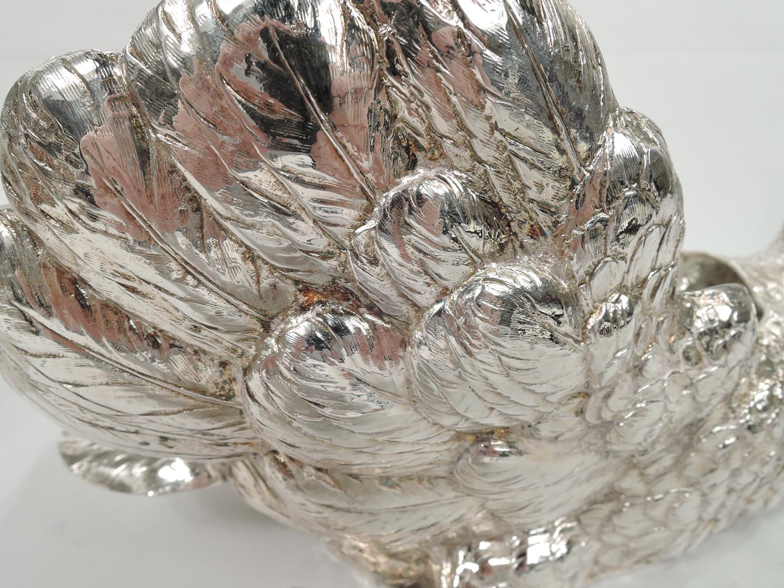 Sterling Silver Beautiful German Silver Swan Centerpiece Bowl with Rare Glass Liner For Sale