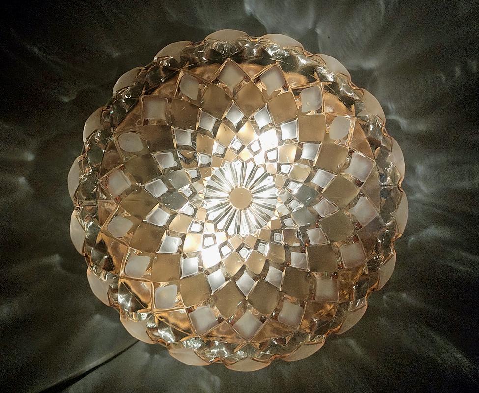 20th Century Beautiful German Vintage Glass Ceiling or Wall Light Flush Mount, 1960s For Sale