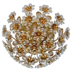 Beautiful German Vintage Gold-Plated Chandelier Flush Mount, 1960s
