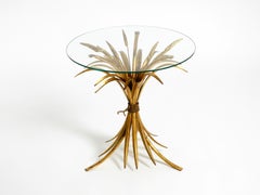 Beautiful Gilded Floral Mid-Century Side Table with Solid Glass Top by Hans Kögl