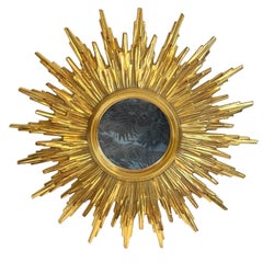 Beautiful Gilded Starburst Sunburst Mirror circa 1980s Made in Belgium