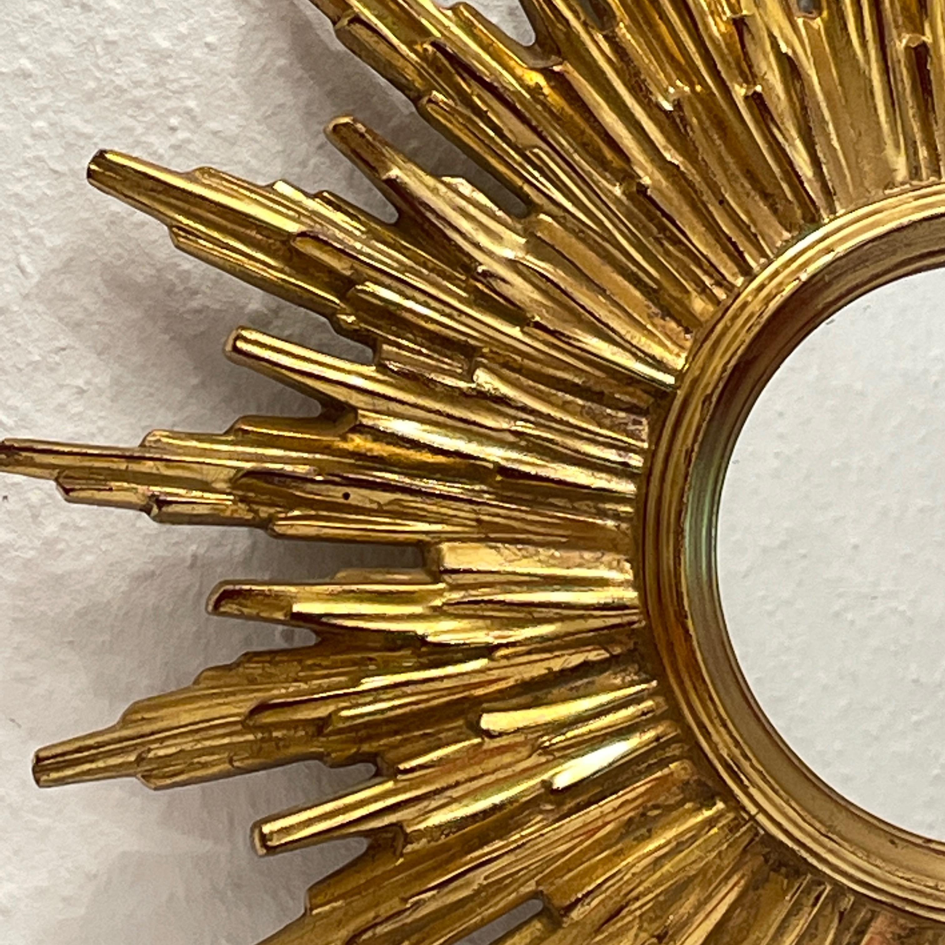 Beautiful Gilded Starburst Sunburst Mirror circa 1980s Made in Belgium 1