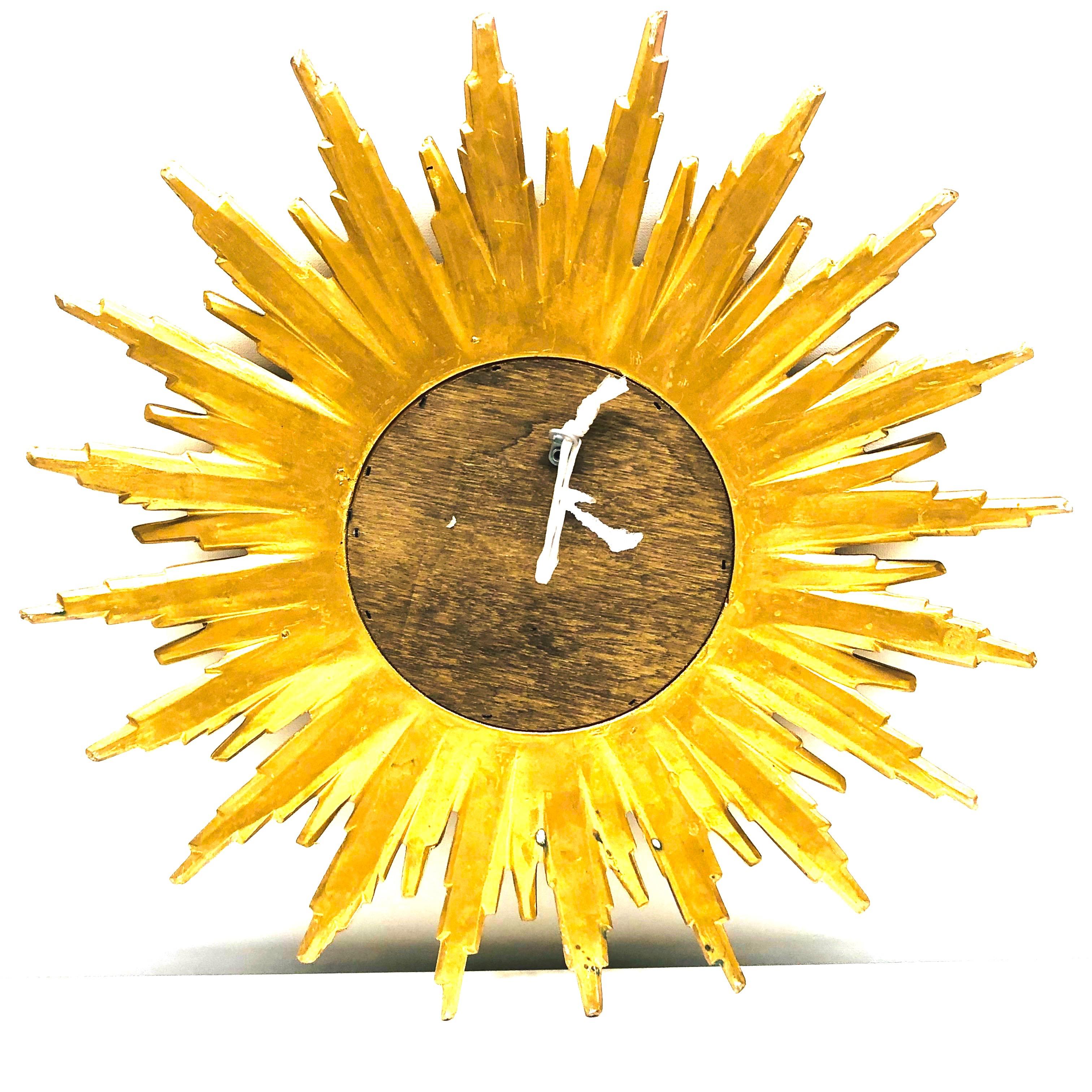 Beautiful Gilded Starburst Sunburst Mirror circa 1980s Made in Belgium 1
