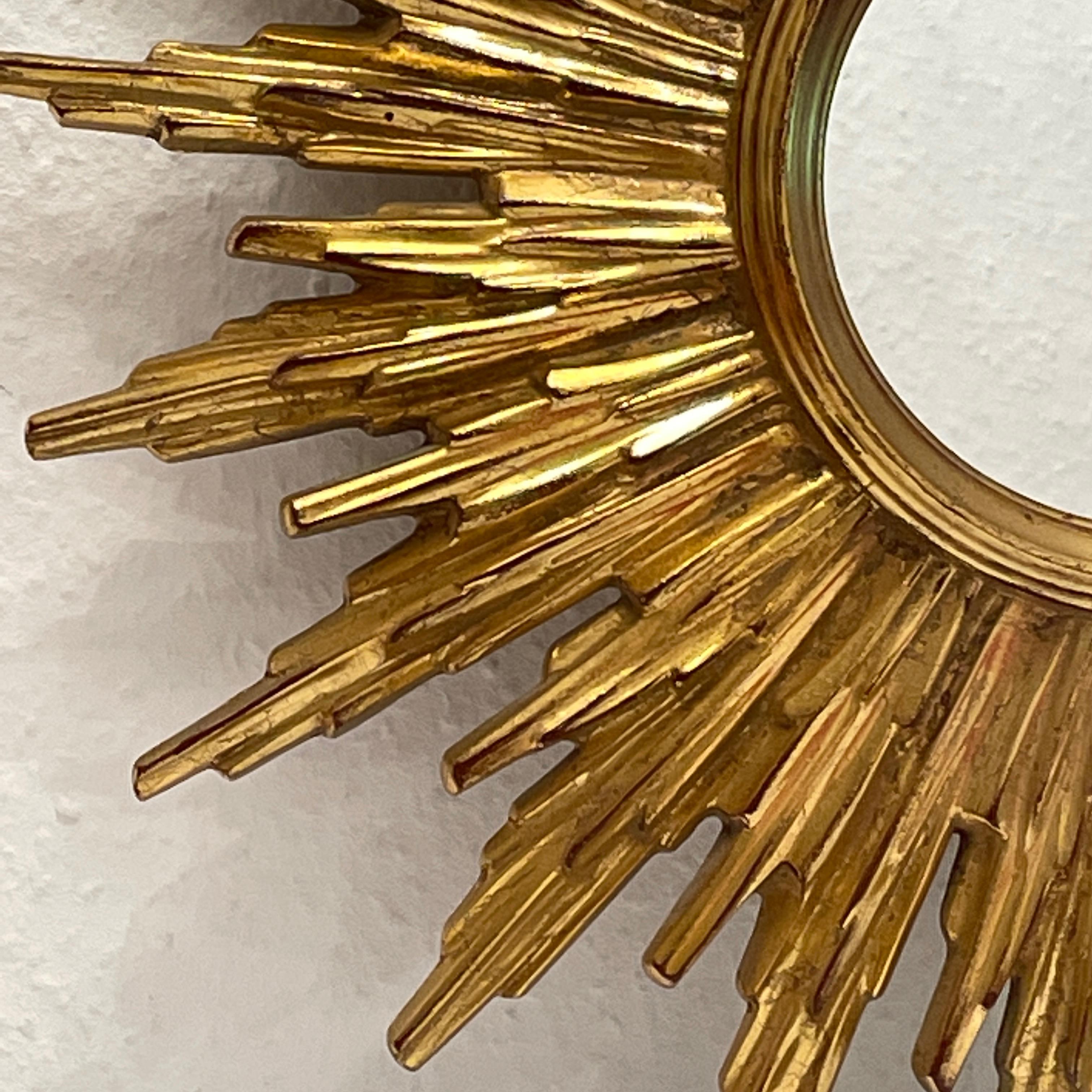 Beautiful Gilded Starburst Sunburst Mirror circa 1980s Made in Belgium 2