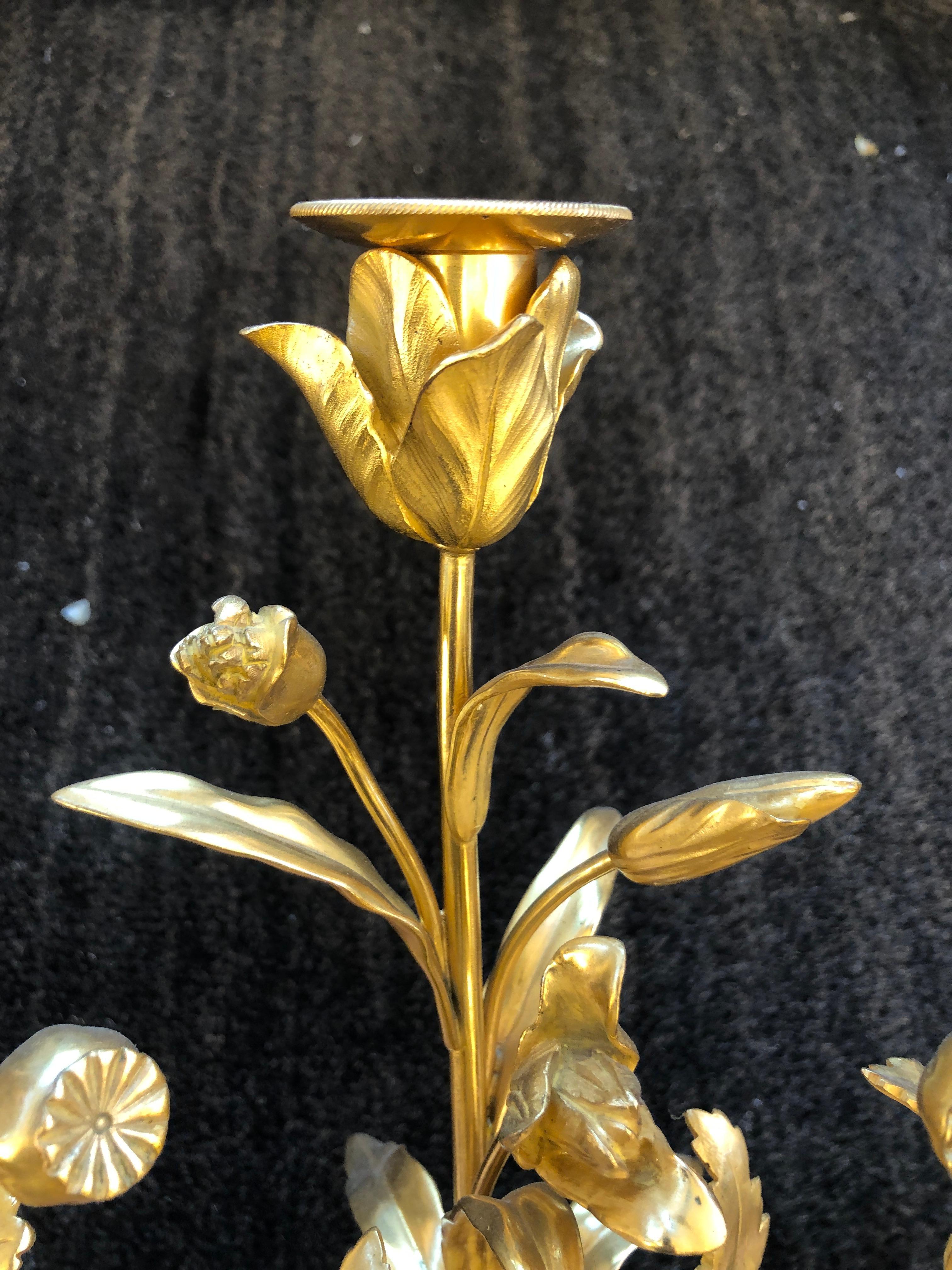 Beautiful Gilt Bronze and White Marble Table Lamps For Sale 10