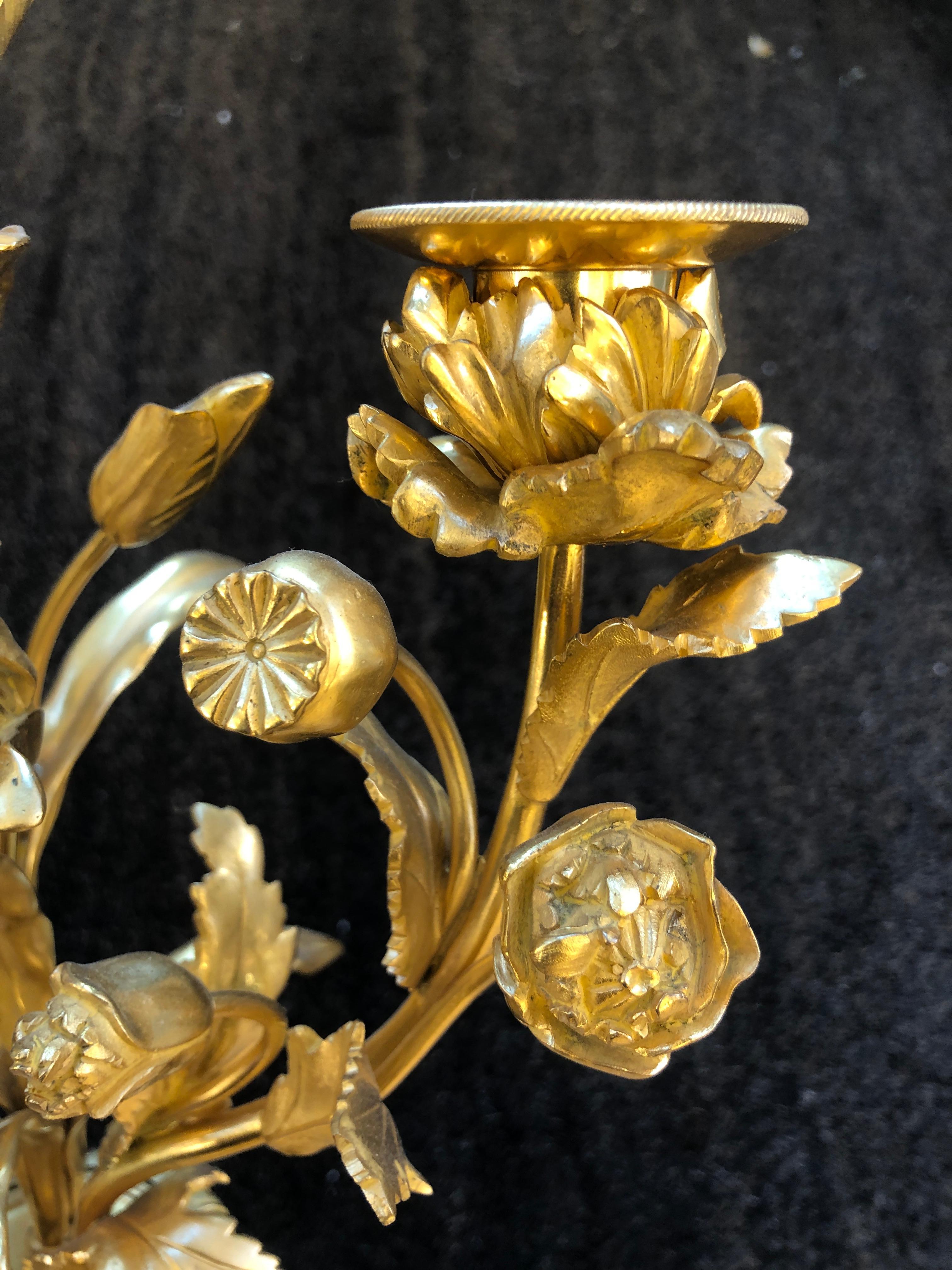 Beautiful Gilt Bronze and White Marble Table Lamps For Sale 11