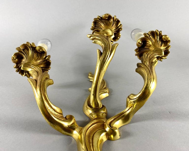 Beautiful Gilt Bronze Wall Sconce in Rococo Style, Vintage For Sale at ...