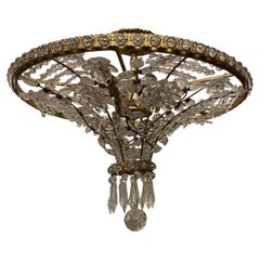 Beautiful Gilt Crystal Leaf Flower Basket Maison Baguès Jansen Basket Chandelier