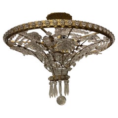 Beautiful Gilt Crystal Leaf Flower Basket Maison Baguès Jansen Basket Chandelier