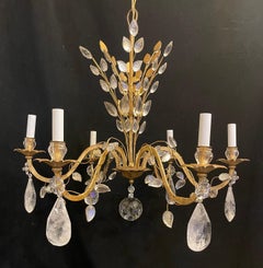 Beautiful Gilt Rock Crystal Leaf Basket Vaughan Baguès Jansen Basket Chandelier