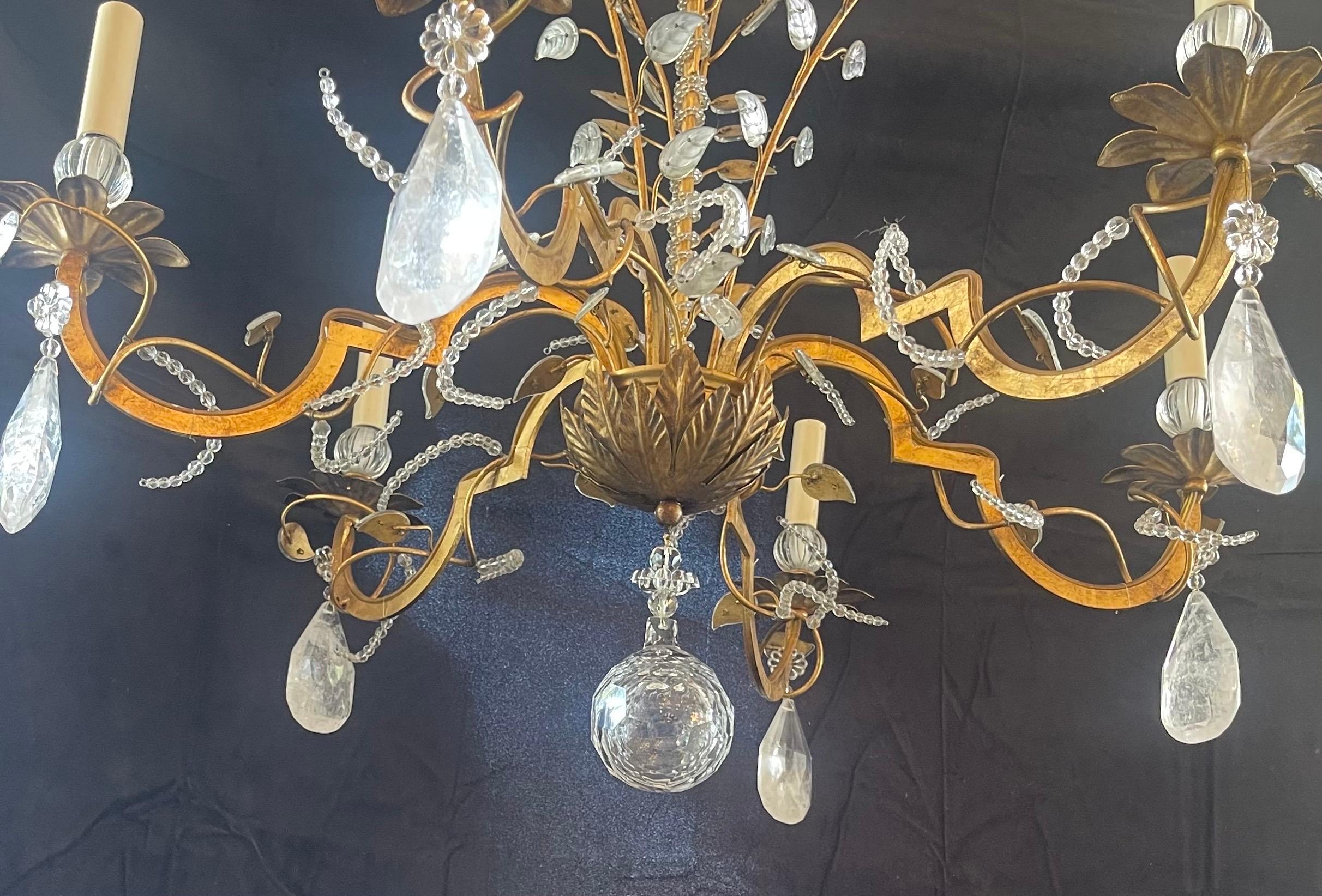 Magnifique panier en cristal de roche doré Vaughan Baguès Jansen Basket Chandelier Bon état - En vente à Roslyn, NY