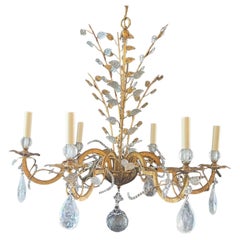 Magnifique panier en cristal de roche doré Vaughan Baguès Jansen Basket Chandelier