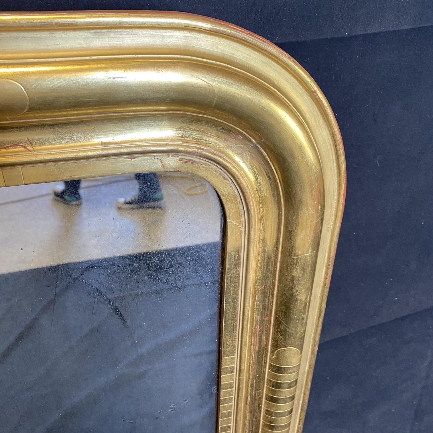 Beautiful Giltwood Louis Philippe French Mirror with Curved Top For Sale 3