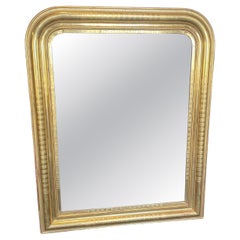 Bellissimo specchio francese Louis Philippe in legno dorato con piano curvo