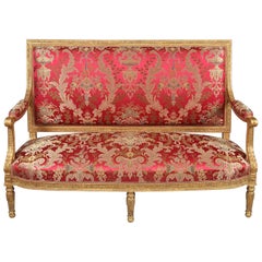Louis XVI style Giltwood Sofa After a Model by G. Jacob, France, Circa 1880