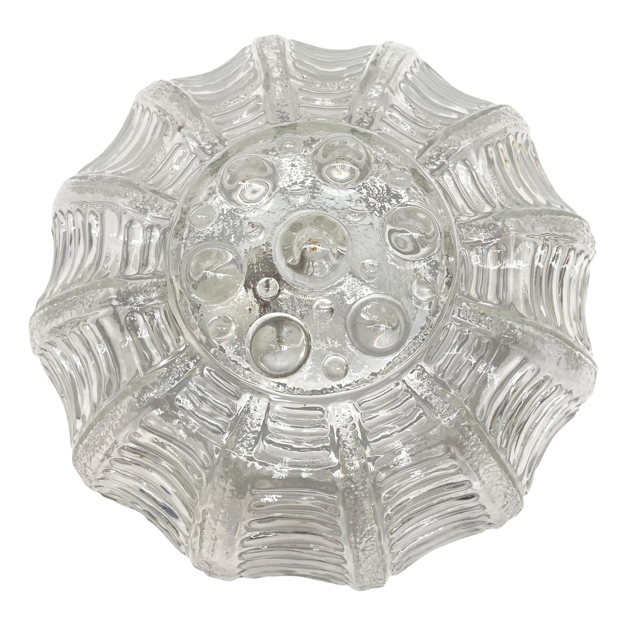 Beautiful Glass and Metal Fixture Flush mount Ceiling Light, RZB Leuchten, 1970s For Sale