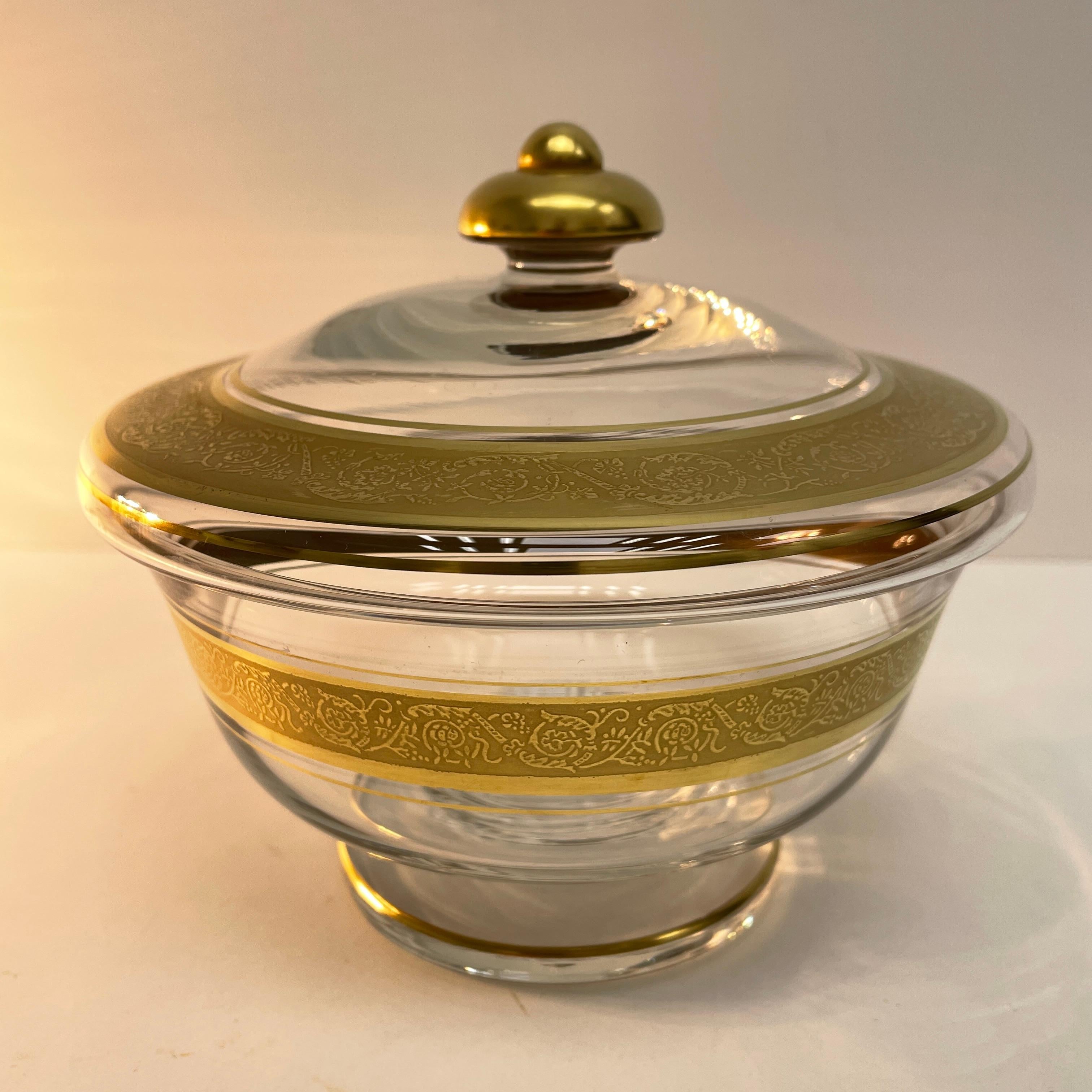 gold candy dish with lid