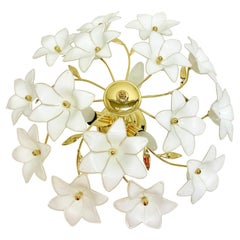 Beautiful Glass Flower Flush Mount Light, Vintage Italy, 1960s