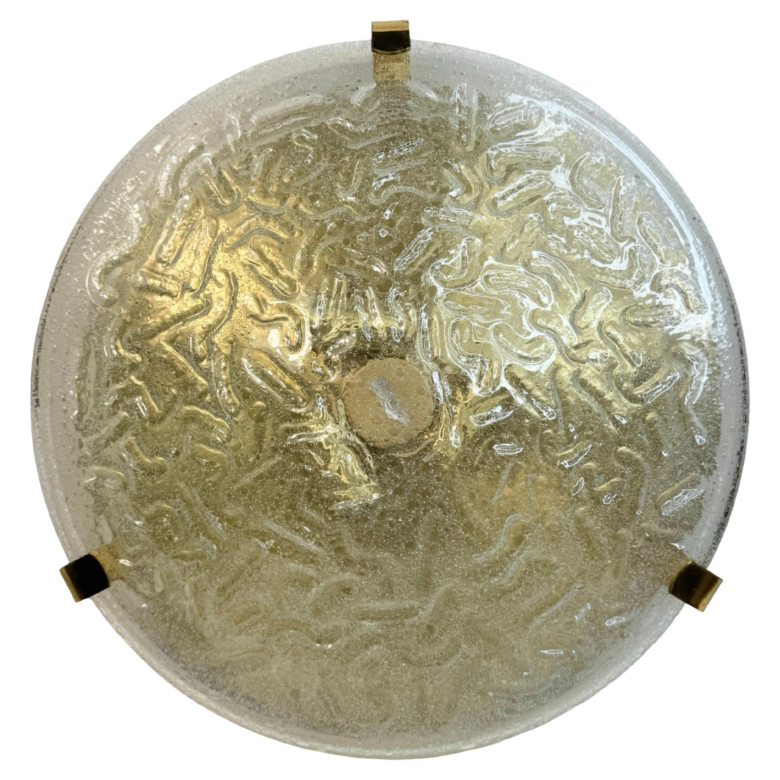 Beautiful Glass Flush Mount or Wall Light by Doria Leuchten, Germany, 1970s