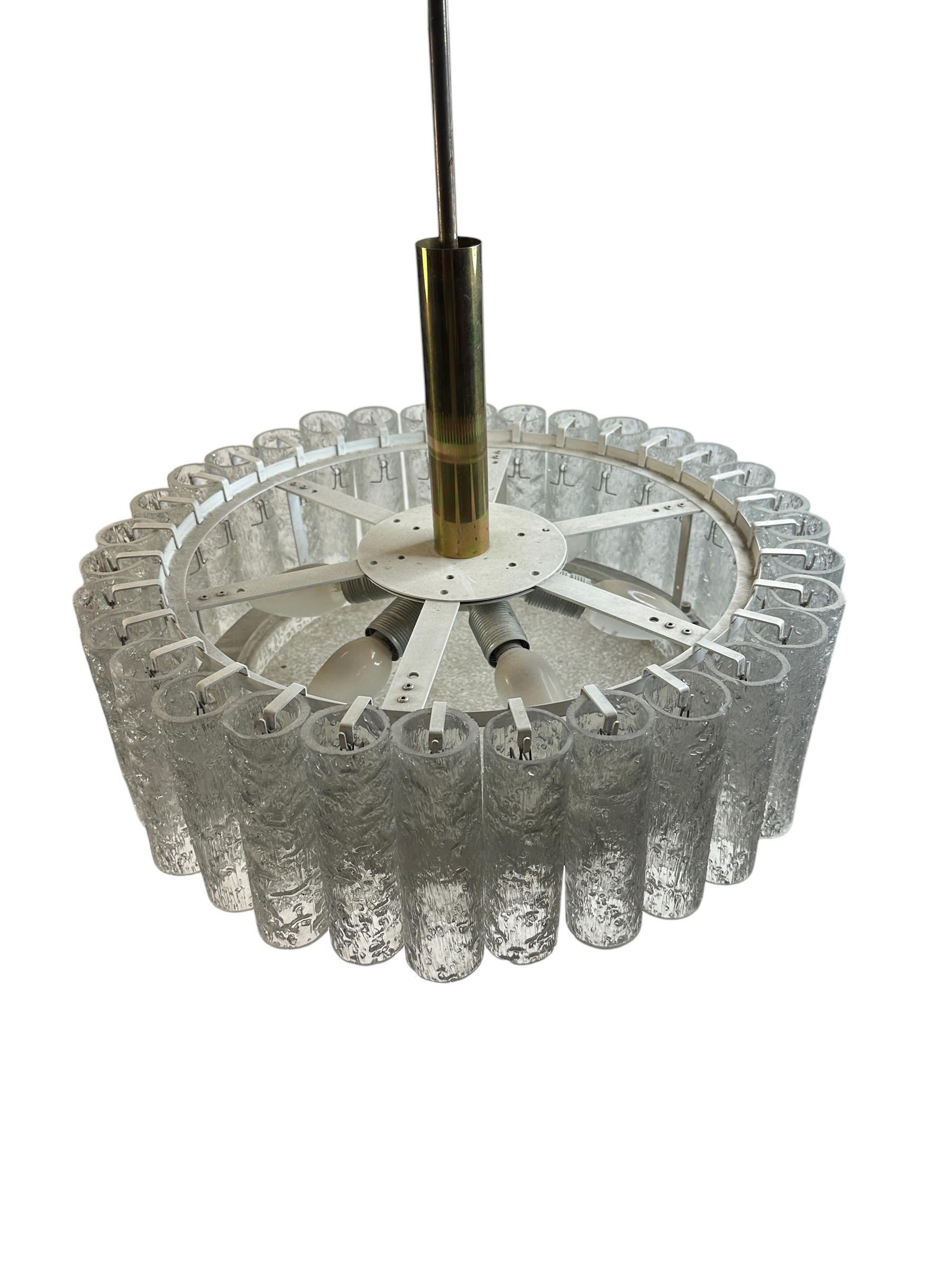 Beautiful Glass Tube Chandelier by Doria Leuchten, Germany, 1960s For Sale 2