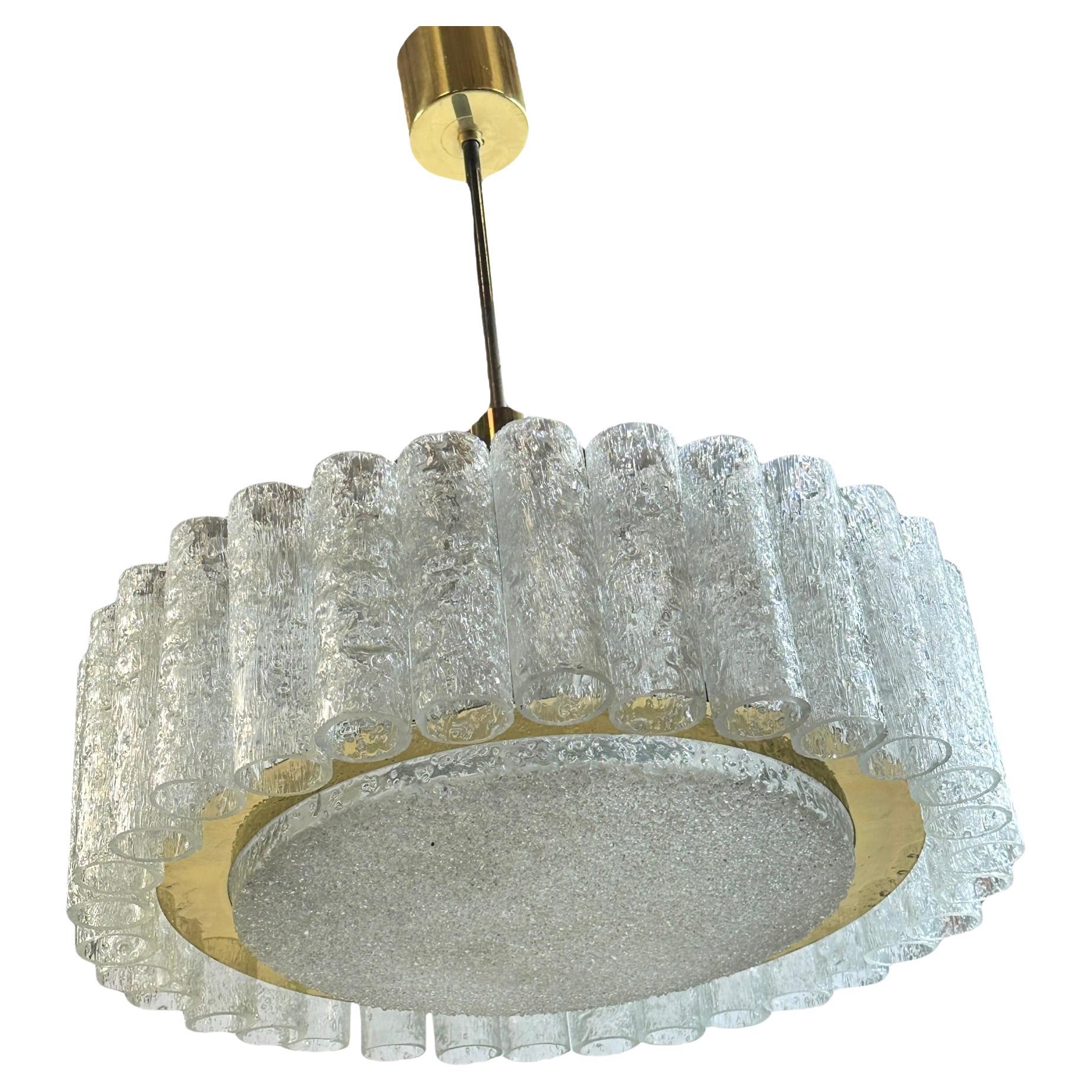 Beautiful Glass Tube Chandelier by Doria Leuchten, Germany, 1960s For Sale