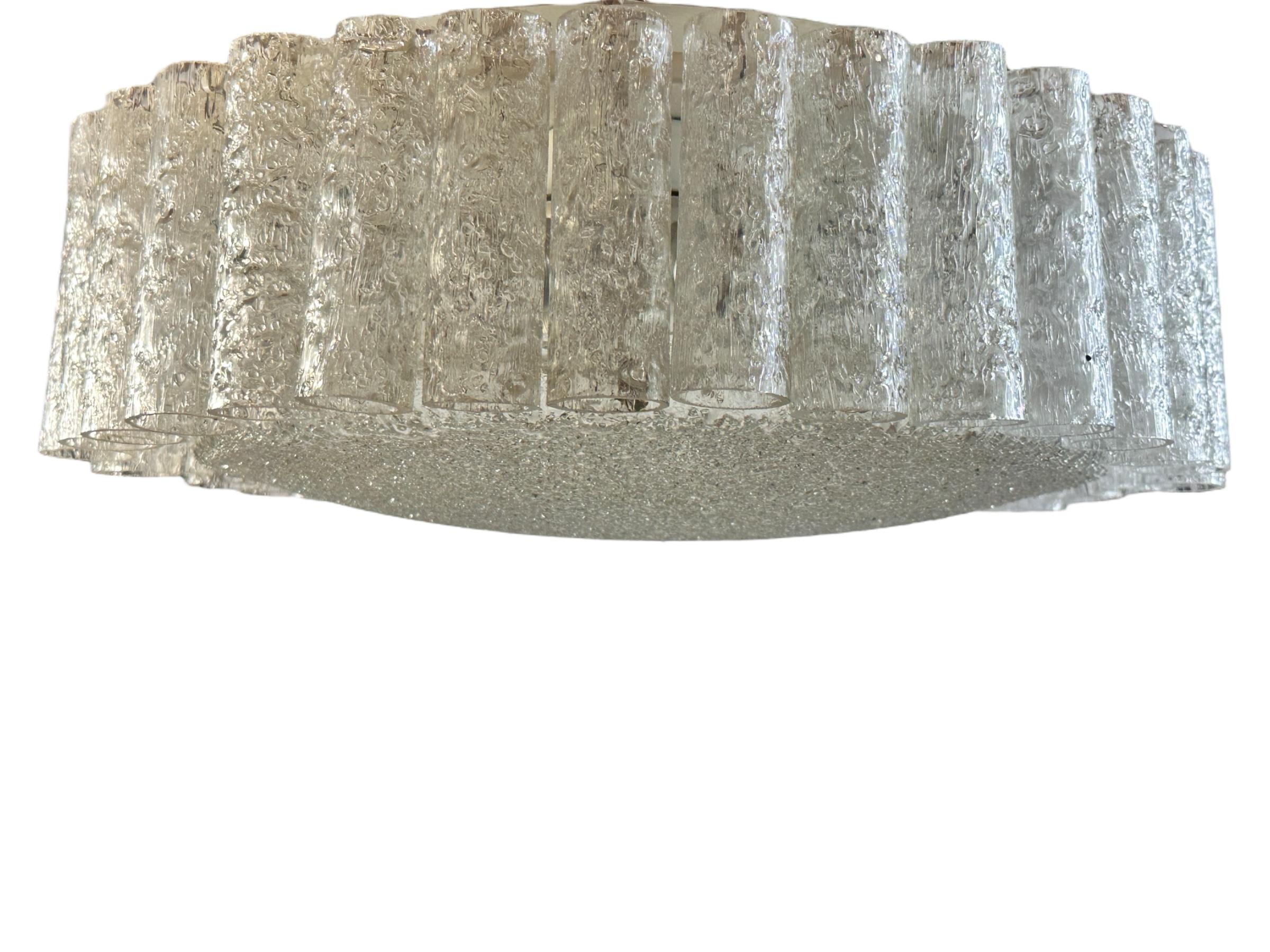 Beautiful Glass Tube Chandelier Flush Mount by Doria Leuchten, Germany, 1960s For Sale 4