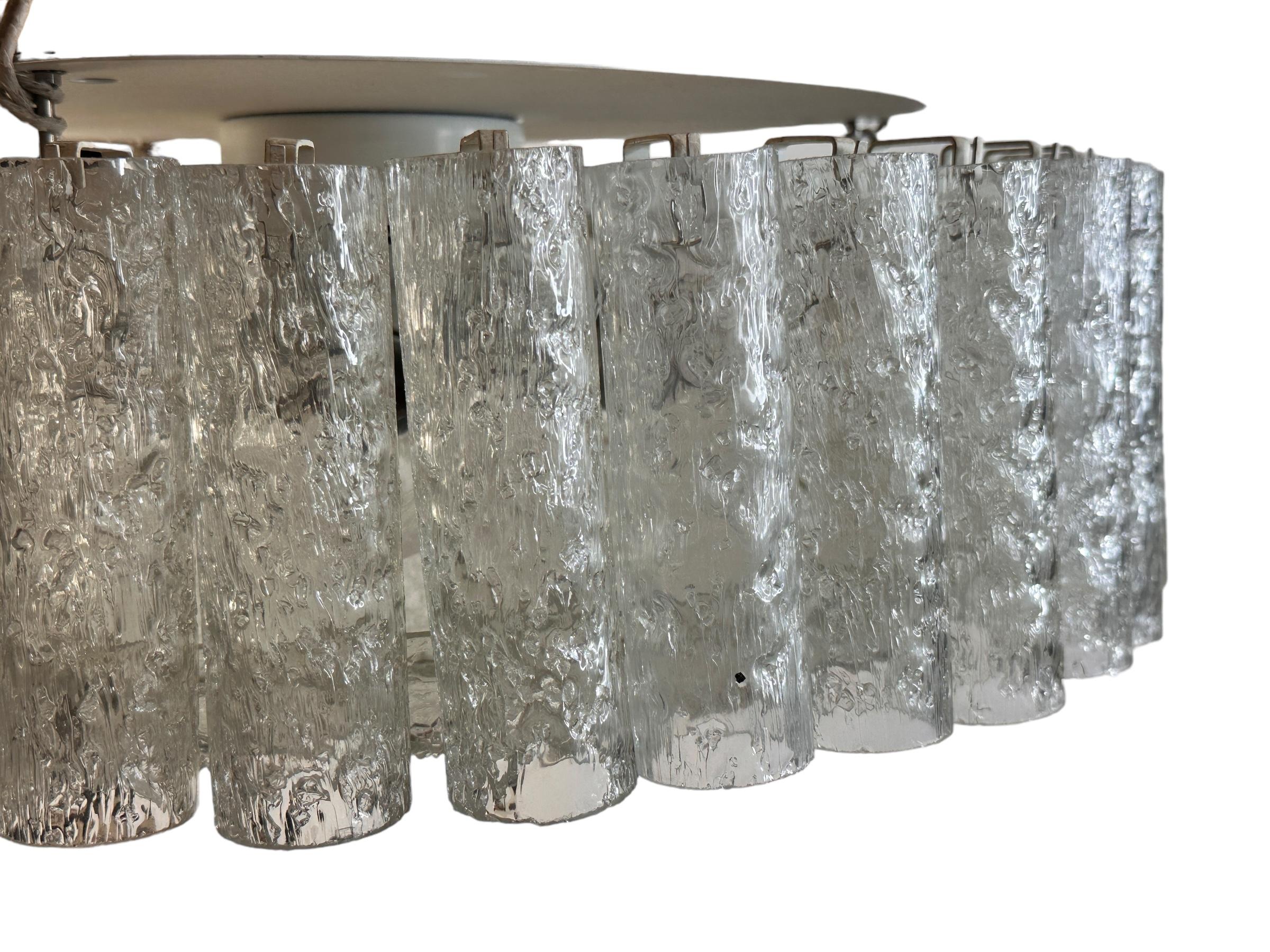 Beautiful Glass Tube Chandelier Flush Mount by Doria Leuchten, Germany, 1960s For Sale 5