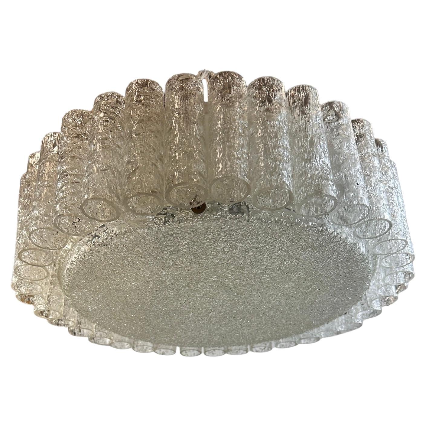 Beautiful Glass Tube Chandelier Flush Mount by Doria Leuchten, Germany, 1960s For Sale