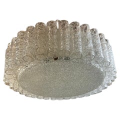 Beautiful Glass Tube Chandelier Flush Mount by Doria Leuchten, Germany, 1960s