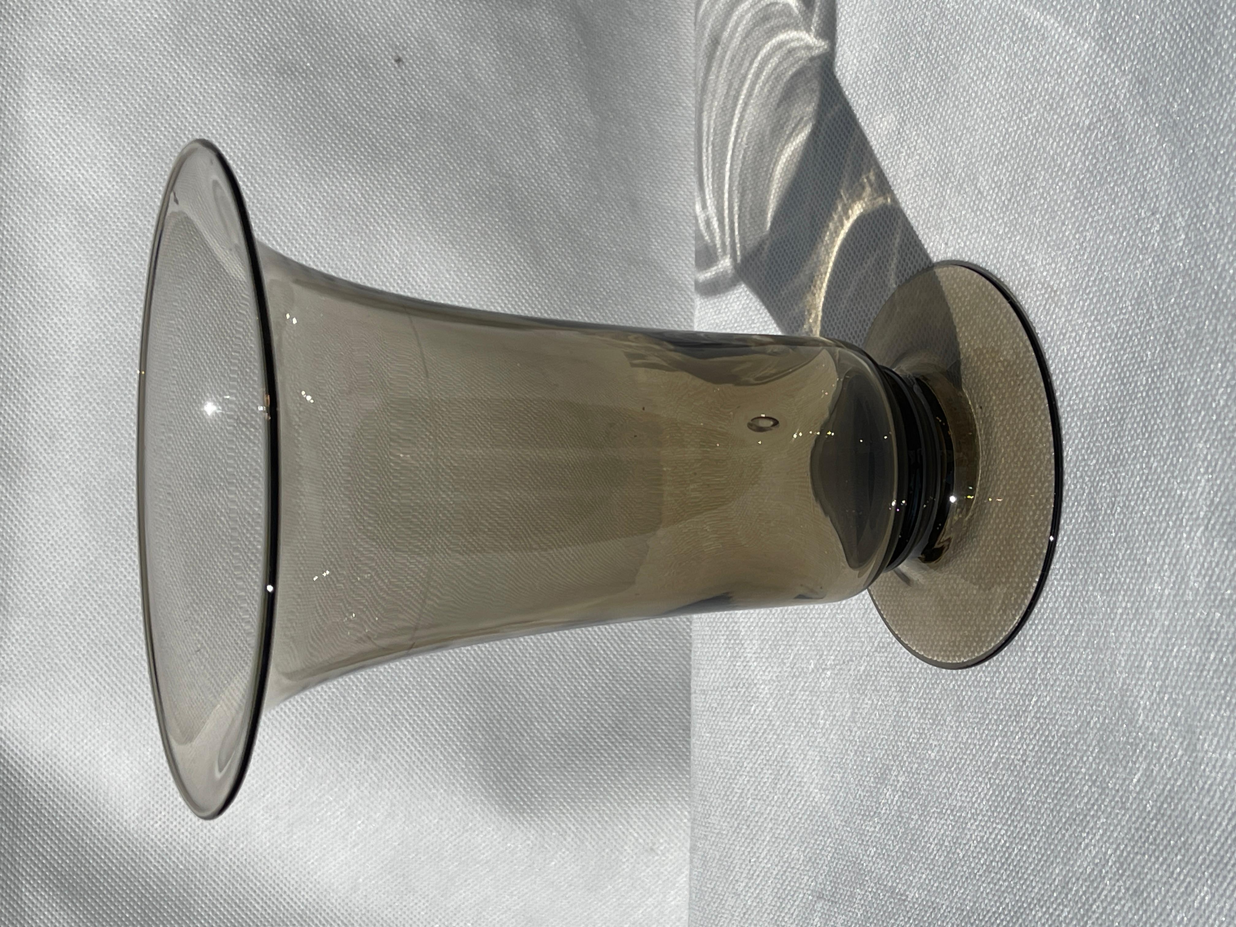 Beautiful glasses set ART DECO signed Daum Nancy smoked glass 36 piece, 1930s For Sale 4