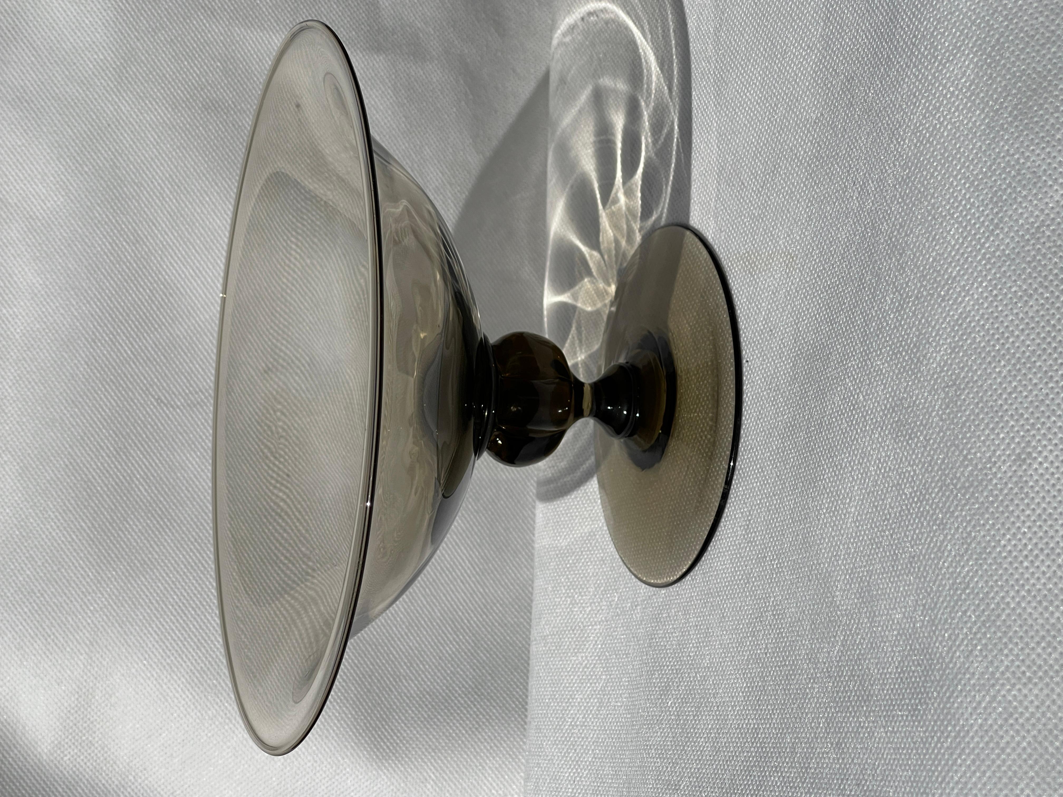 Beautiful glasses set ART DECO signed Daum Nancy smoked glass 36 piece, 1930s For Sale 5