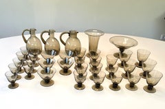Magnifique ensemble de verres ART DECO signé Daum Nancy, 36 pièces, années 1930
