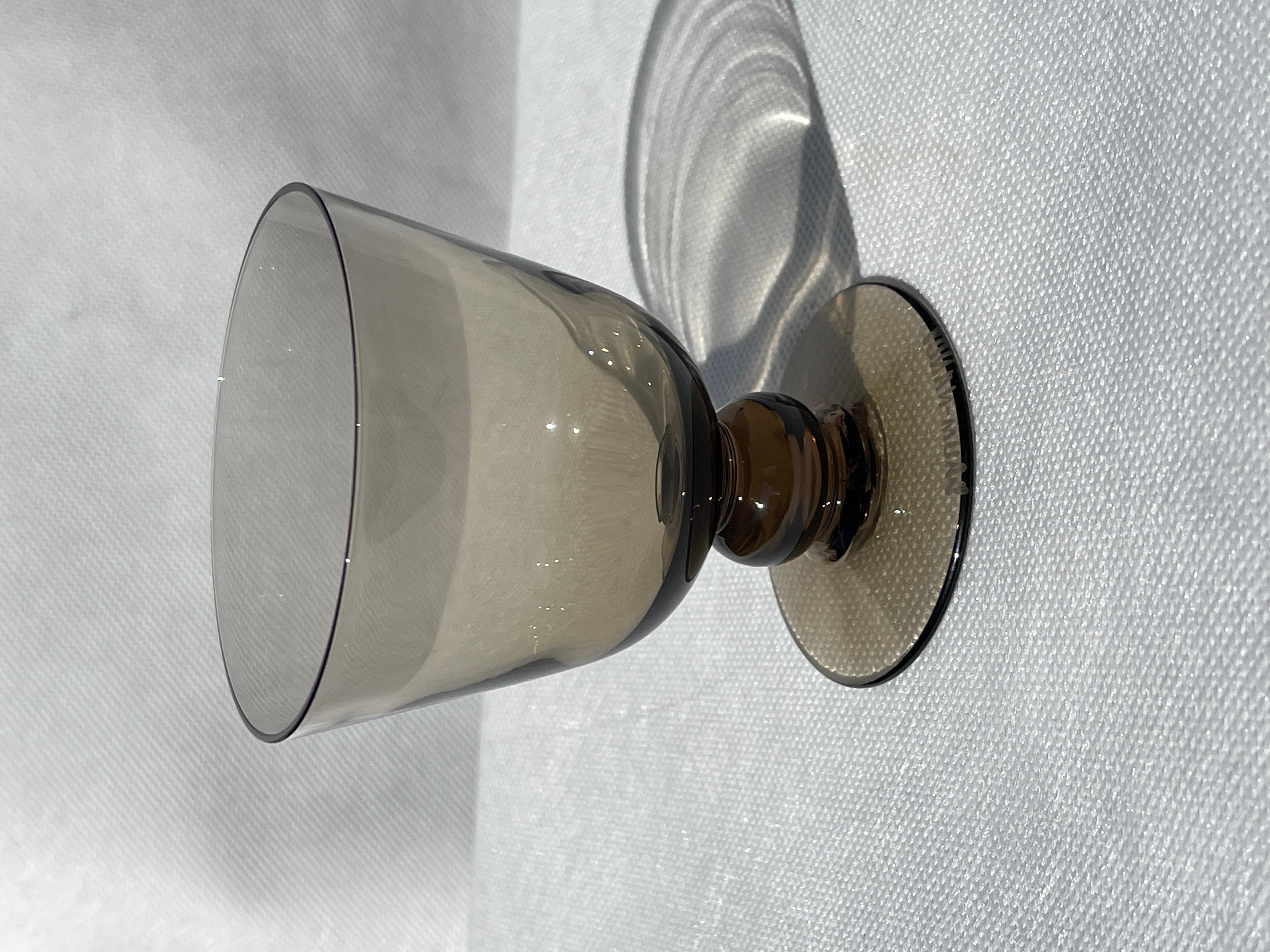 Early 20th Century Beautiful glasses set ART DECO signed Daum Nancy smoked glass 36 piece, 1930s For Sale