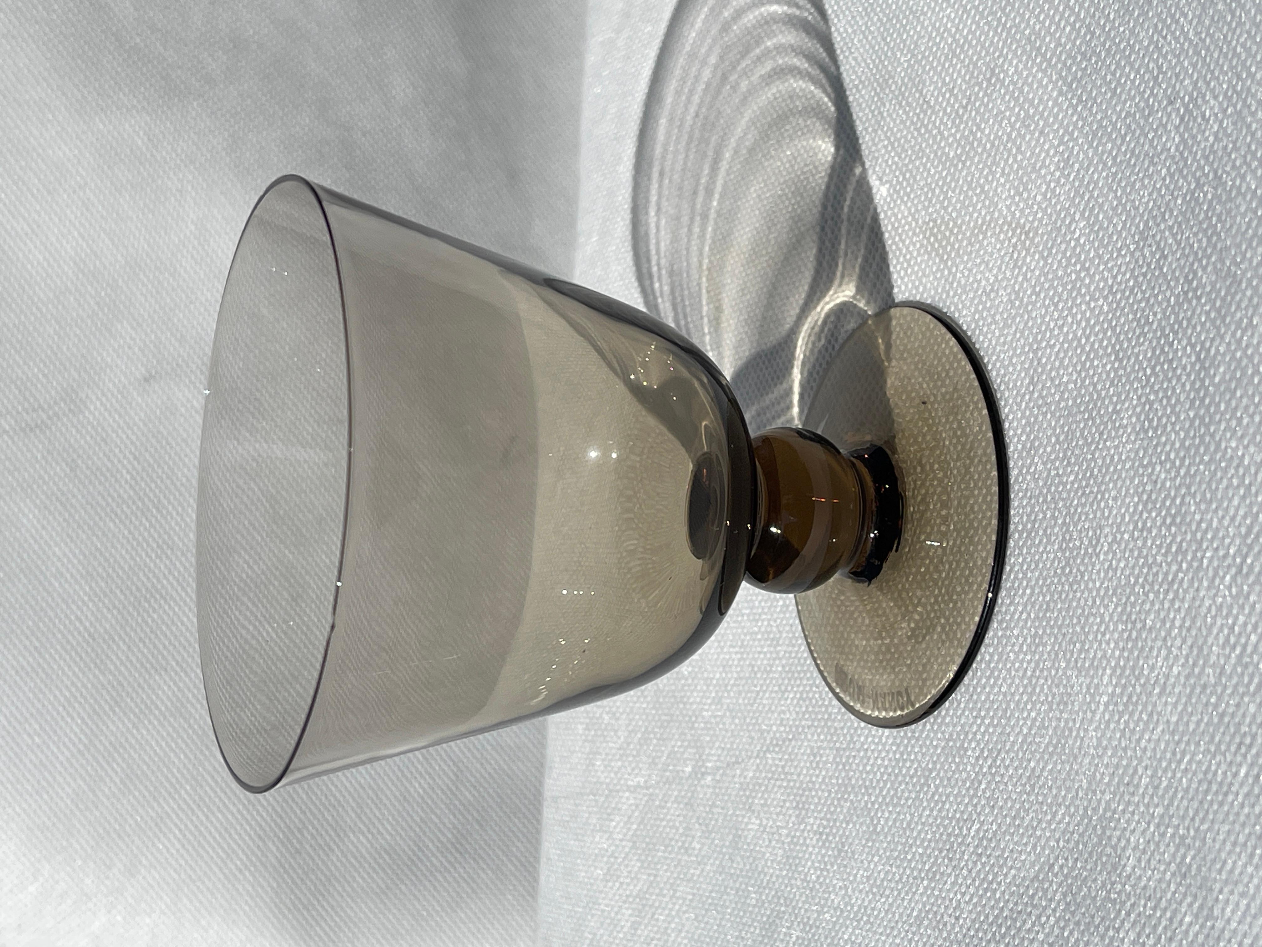 Glass Beautiful glasses set ART DECO signed Daum Nancy smoked glass 36 piece, 1930s For Sale
