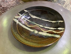 Beautiful Glazed Japanese Signed Mashiko Yaki Mingei Art Pottery Charger Plate