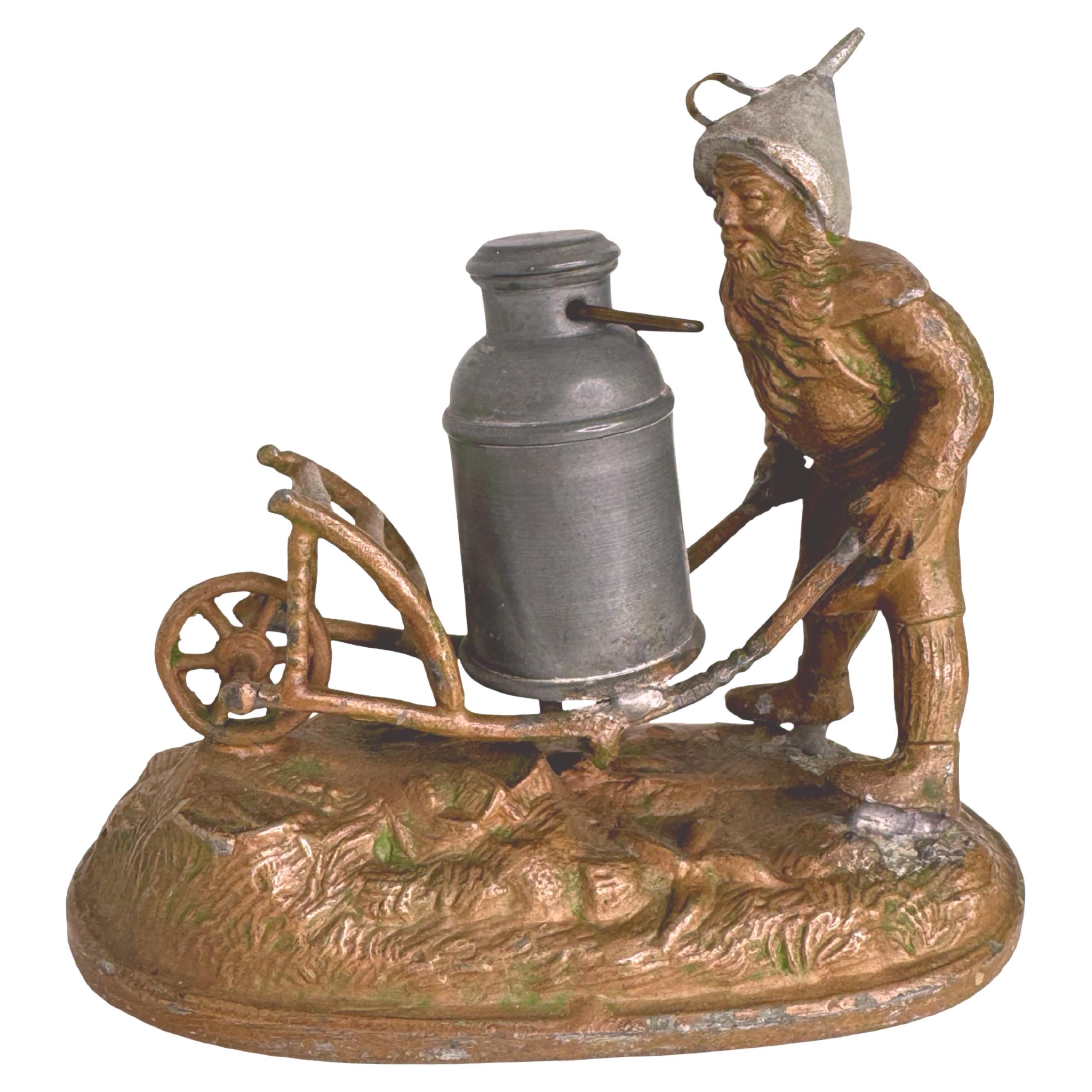 Beautiful Gnome Figure Statue Paperweight metal, Austria 1890s in vendita