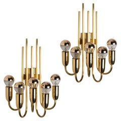 Beautiful Gold Brass Wall Light in the Style of Florian Schulz, 1970