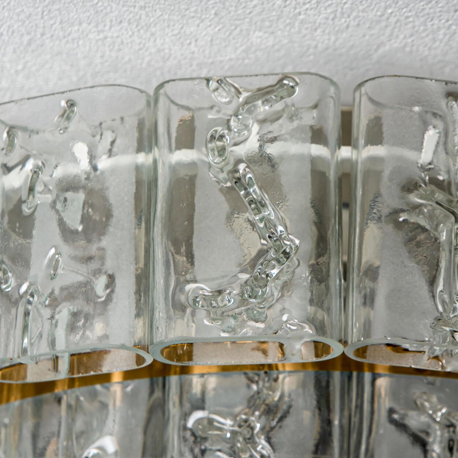 Magnifique lampe de chasse en verre clair doré et laiton par Doria Leuchten, années 1960 en vente 2