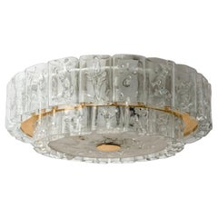 Beautiful Gold Clear Glass and Brass Flush Mount by Doria Leuchten, 1960s