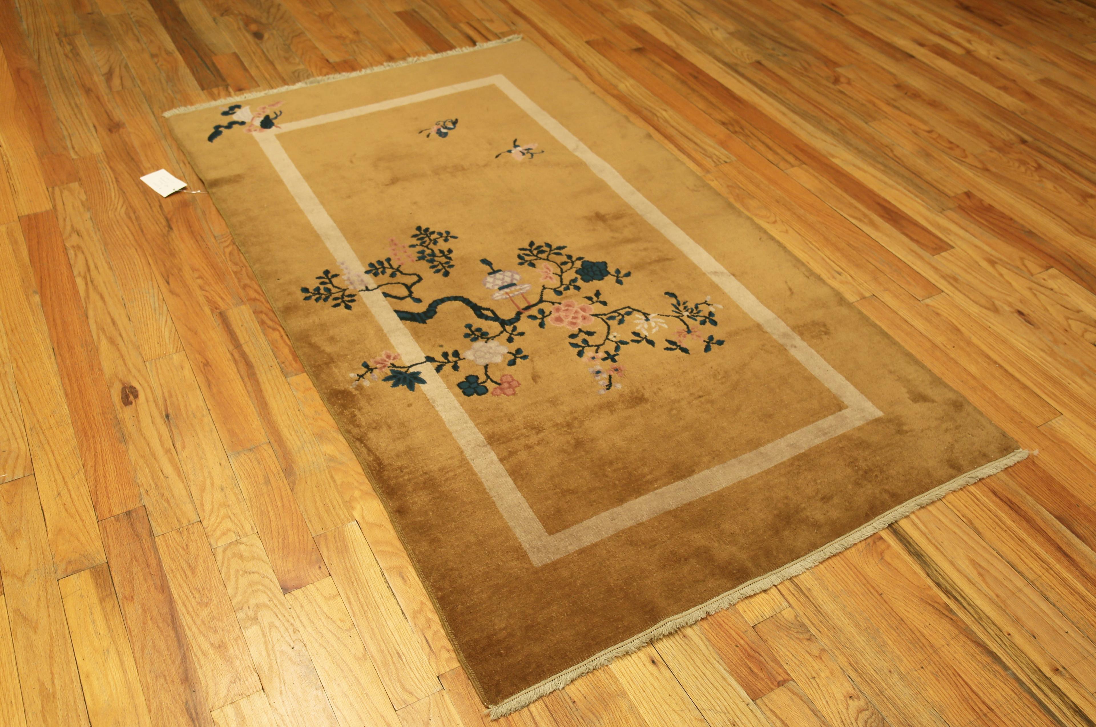 Beautiful Gold Color Antique Chinese Art Deco Rug, Country of origin: China, Circa date: 1920