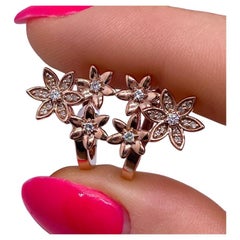 Magnifiques boucles d'oreilles en or rose 14 carats avec diamants naturels