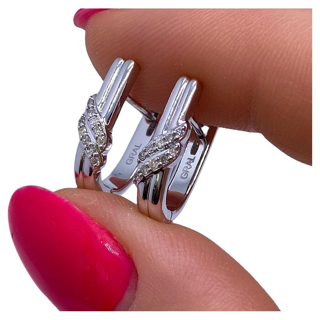 Beautiful Gold Earrings with Natural Diamonds, 14 Karat White Gold