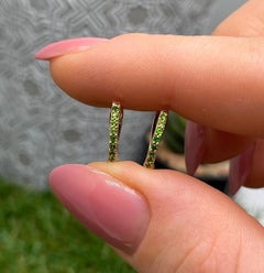 Schöne Goldohrringe mit natürlichem Tsavorit-Granat, 14 Karat Roségold