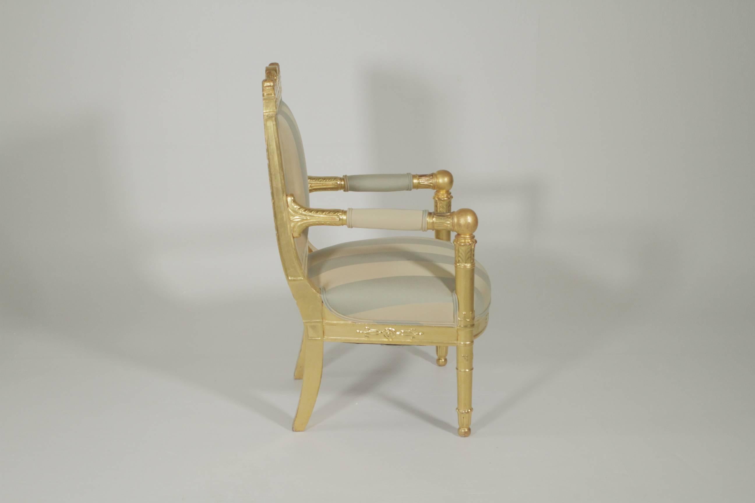 Renaissance Revival Beautiful Gold Gilt Armchair, circa 1880-1900