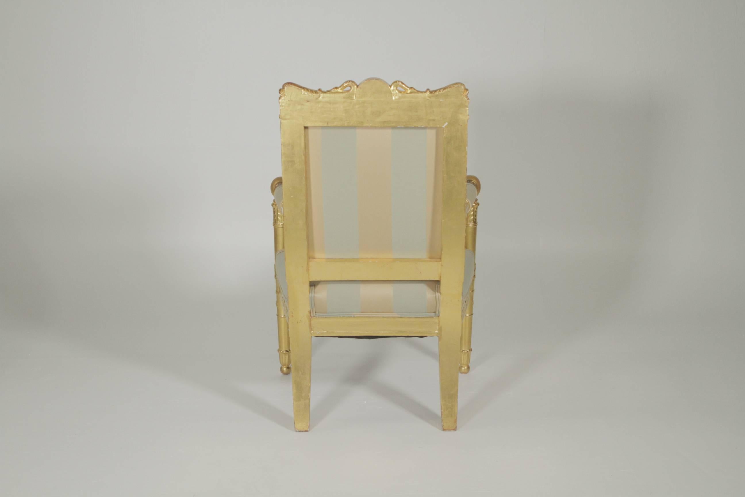 French Beautiful Gold Gilt Armchair, circa 1880-1900