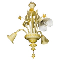 Beautiful Gold Murano Chandelier, 3 Arms, 1960s